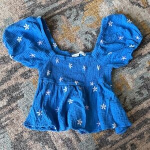 Altar'd State Blue Floral Top